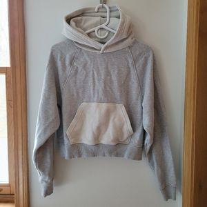 Aerie Luxe Inside Out Cropped Hoodie Gray